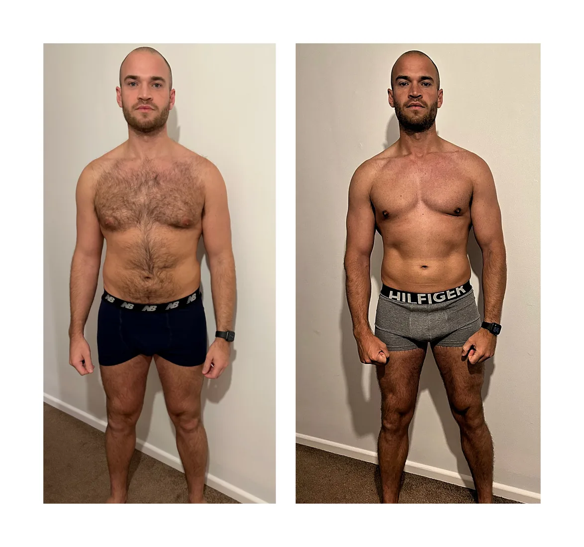 Charles Speight before and after 12 weeks of coaching with Jools Newsome.