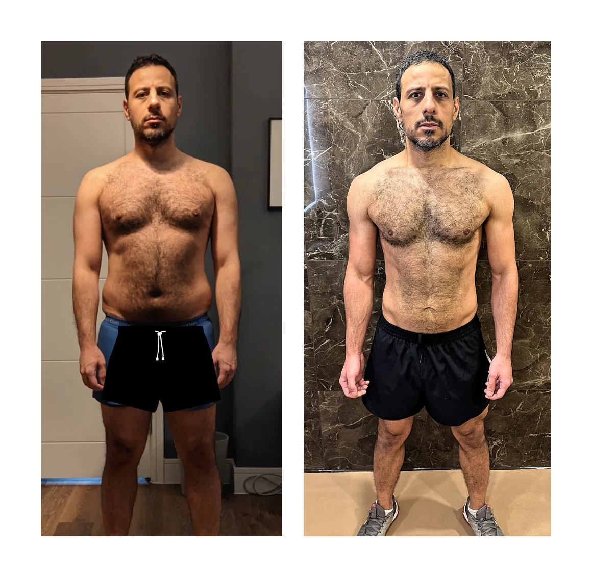 Sami Ali Adib before and after 40 weeks of coaching with Jools Newsome.